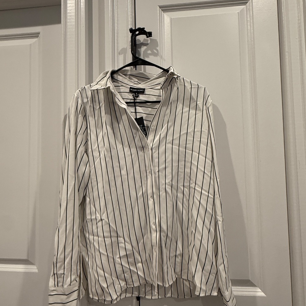 Black and White Button Down Blouse